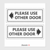 Gelieve Ander Deur Bord Met Pijl Wit Sticker (Vel)
