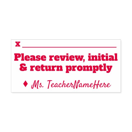 "Gelieve direct review, initiaal en retourneren" + Zelfinktende Stempel (Design)