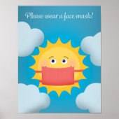 Gelieve een Face Mask Cute Sun-teken te Draag Poster (Voorkant)