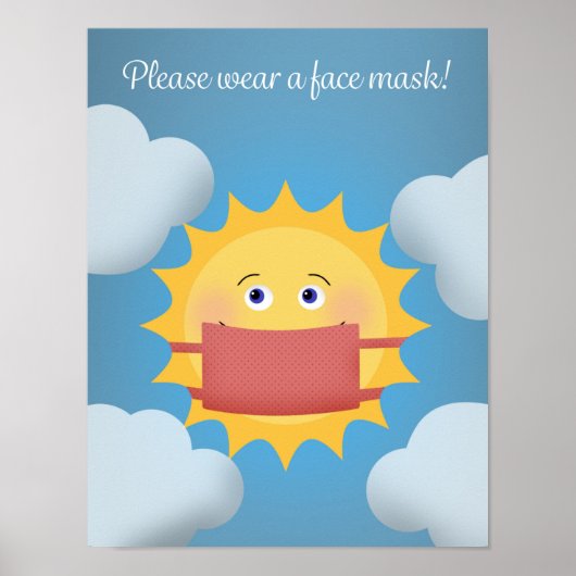 Gelieve een Face Mask Cute Sun-teken te Draag Poster (Voorkant)
