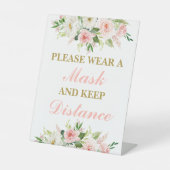 Gelieve een masker te draag reclamebord met voetstuk (Voorkant)