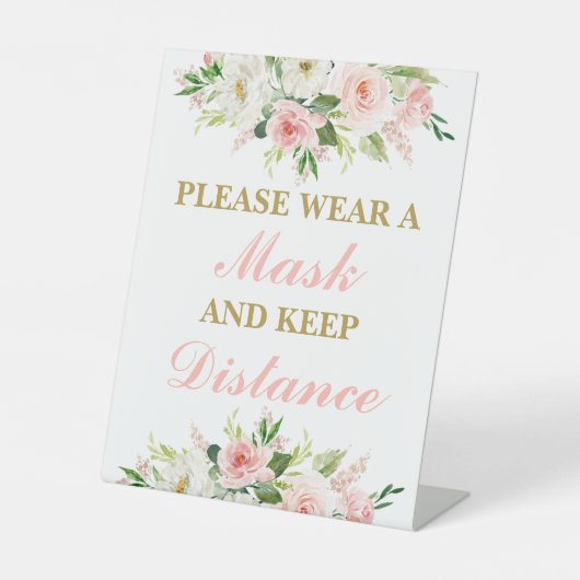 Gelieve een masker te draag reclamebord met voetstuk (Voorkant)