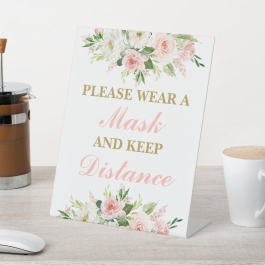 Gelieve een masker te draag reclamebord met voetstuk (Insitu)