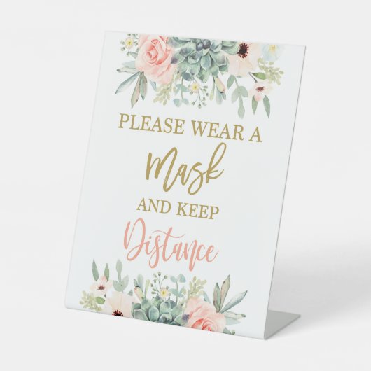 Gelieve een masker te draag reclamebord met voetstuk (Voorkant)