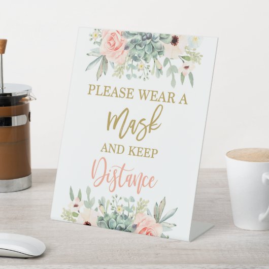 Gelieve een masker te draag reclamebord met voetstuk (Insitu)