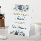 Gelieve een masker te draag reclamebord met voetstuk (Insitu)