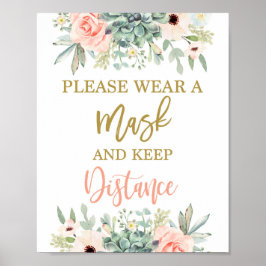 Gelieve een maskersucculenteken-teken te draag poster