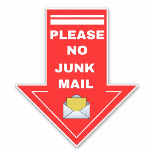 Gelieve geen junk mail teken - rode pijl sticker (Voorkant)