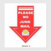 Gelieve geen junk mail teken - rode pijl sticker (Vel)