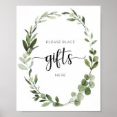 Gelieve Geschenken Hier Te Plaatsen Feestbord Poster (Voorkant)