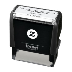 Gelieve hier te tekenen Dank u! met lijn leraar na Zelfinktende Stempel
