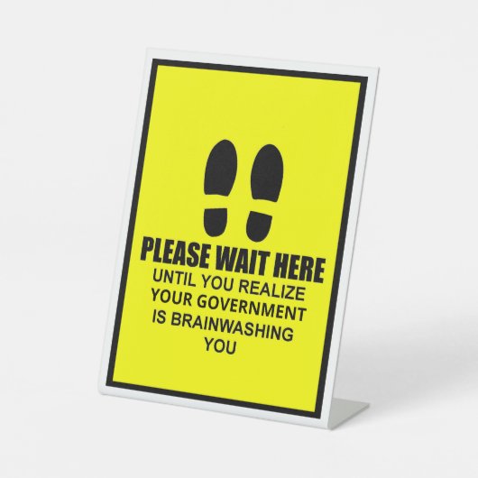 Gelieve hier te wachten reclamebord met voetstuk (Voorkant)