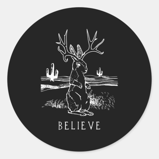 Gelieve Jackalope Cryptid Rabbit Bunny Apparel Ronde Sticker (Voorkant)