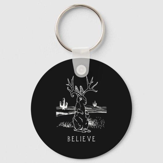 Gelieve Jackalope Cryptid Rabbit Bunny Apparel Sleutelhanger (Voorkant)