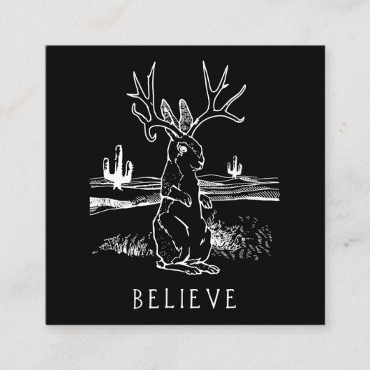 Gelieve Jackalope Cryptid Rabbit Bunny Apparel Vierkante Visitekaartje (Voorkant)