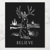 Gelieve Jackalope Cryptid Rabbit Bunny Apparel Wijn Etiket (Enkel label)