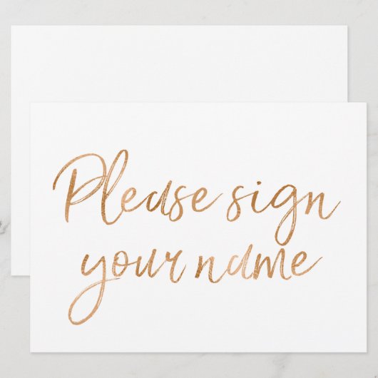 "Gelieve jouw naam te ondertekenen" Stijlvol Roos Kaart (Voorkant / Achterkant)