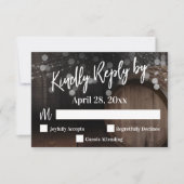 Gelieve met de hand te reageren Houten vat & licht RSVP Kaartje (Voorkant)