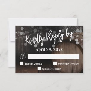 Gelieve met de hand te reageren Houten vat & licht RSVP Kaartje