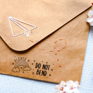 Gelieve niet te buigen, verpakking rubberstempel