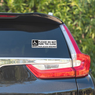 Gelieve niet te dicht te parkeren in de rolstoelin sticker