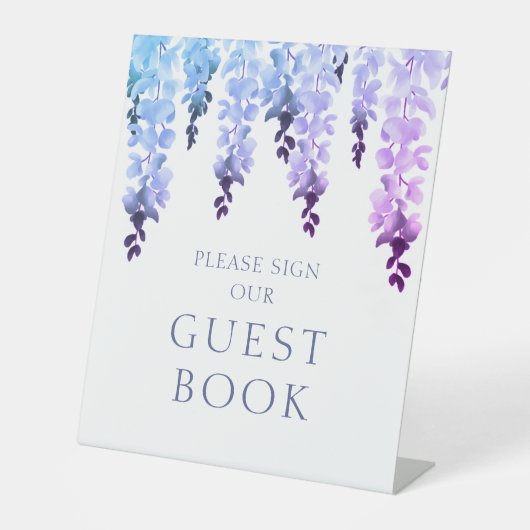 Gelieve Ons Gastenboek Bloemig Schrift Trouwdag Reclamebord Met Voetstuk (Voorkant)