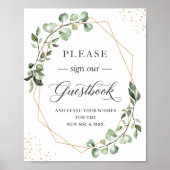 Gelieve ons Guestbook Geometrische Eucalyptus te o Poster (Voorkant)