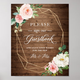 Gelieve ons Guestbook Rustic Geometric Floral te o Poster