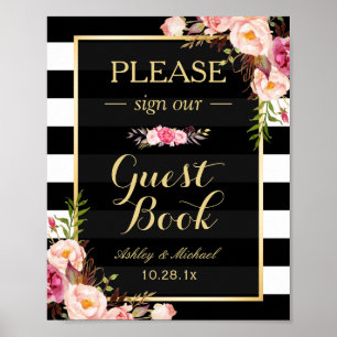 Gelieve ons Guestbook te ondertekenen   Floral Str Poster