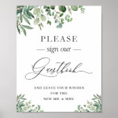 Gelieve onze Guestbook Chic Eucalyptus Leaves te o Poster (Voorkant)