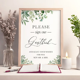 Gelieve onze Guestbook Chic Eucalyptus Leaves te o Poster
