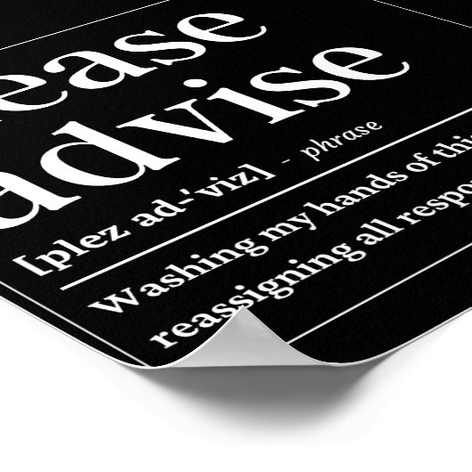 Gelieve te adviseren Funny Definition Poster (Hoek)