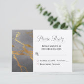 Gelieve te antwoorden, RSVP Trendy Grey met Gold M (Staand voorkant)