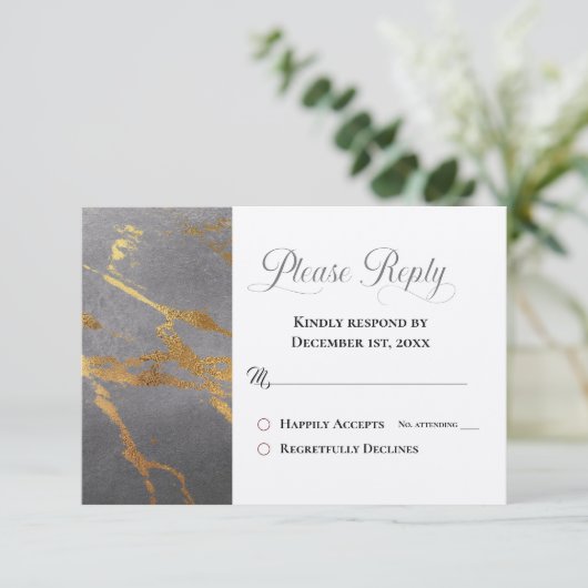 Gelieve te antwoorden, RSVP Trendy Grey met Gold M (Staand voorkant)