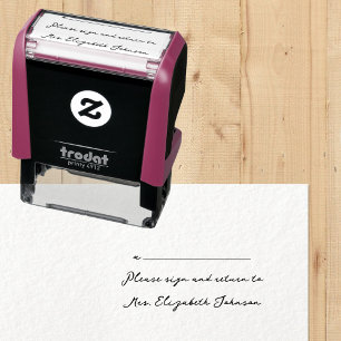 Gelieve te ondertekenen en terug te keren Leraar N Zelfinktende Stempel