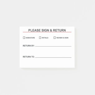 Gelieve te ondertekenen en terug te sturen post-it® notes