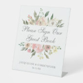 Gelieve te ondertekenen het Boek van de Gast Elega Reclamebord Met Voetstuk (Voorkant)