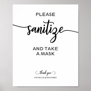 Gelieve Te Ontsmetten En Een Mondmasker Te Dragen Poster