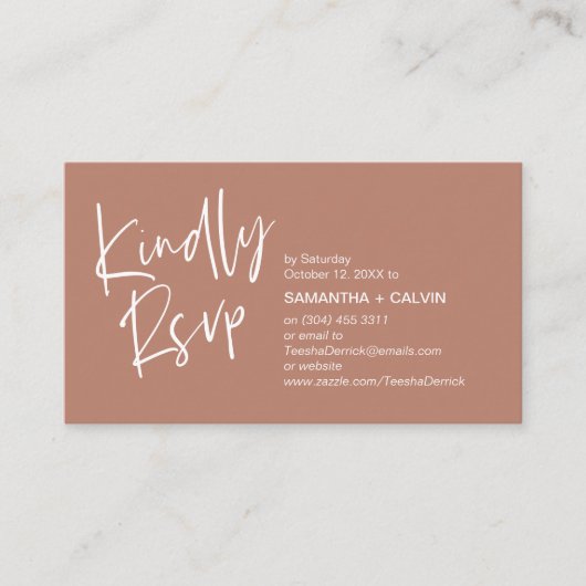 Gelieve te reageren Moderne Minimalistische Trouw  Informatiekaartje (Voorkant)