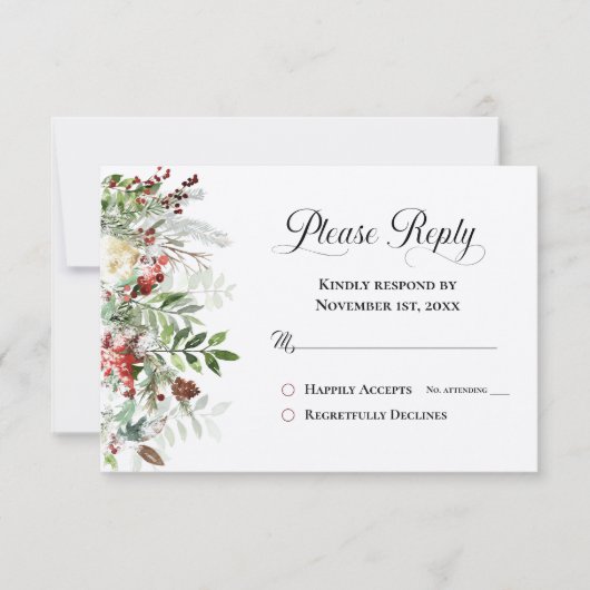 Gelieve te reageren RSVP Kerstgroen Vakantie (Voorkant)