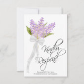 Gelieve te reageren Waterverf Lilas Boeket Bruilof RSVP Kaartje (Voorkant)