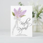 Gelieve te reageren Waterverf Lilas Boeket Bruilof RSVP Kaartje (Staand voorkant)