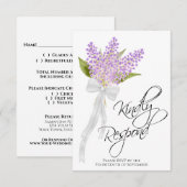 Gelieve te reageren Waterverf Lilas Boeket Bruilof RSVP Kaartje (Voorkant / Achterkant)
