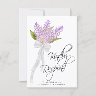 Gelieve te reageren Waterverf Lilas Boeket Bruilof RSVP Kaartje