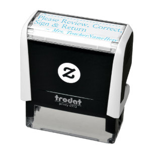 "Gelieve te Reviewen, Correct, Teken & keer terug" Zelfinktende Stempel