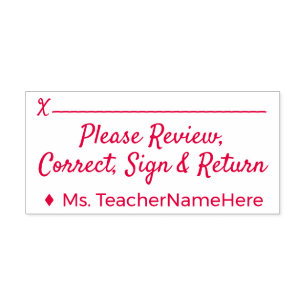 "Gelieve te Reviewen, Correct, Teken & Terugkeer"  Zelfinktende Stempel