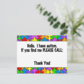 Gelieve te roepen Autism identiteitskaart- Label Briefkaart (Staand voorkant)