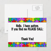 Gelieve te roepen Autism identiteitskaart- Label Briefkaart (Voorkant / Achterkant)