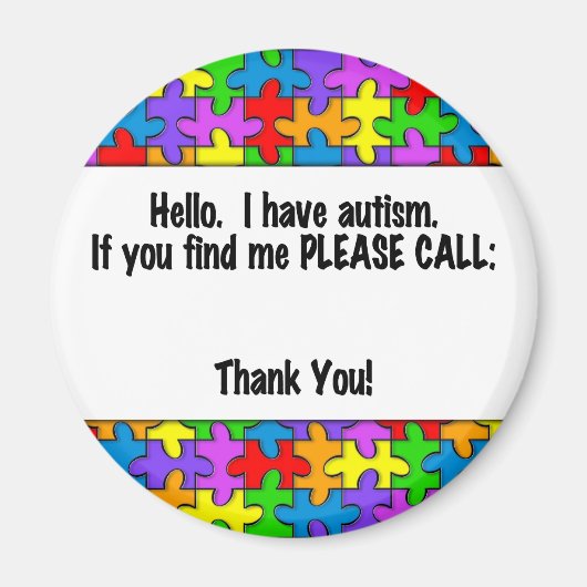 Gelieve te roepen Autism identiteitskaart- Label Magneet (Voorkant)