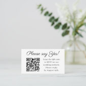 Gelieve te zeggen ja Elegant Wedding QR Code RSVP Visitekaartje (Staand voorkant)